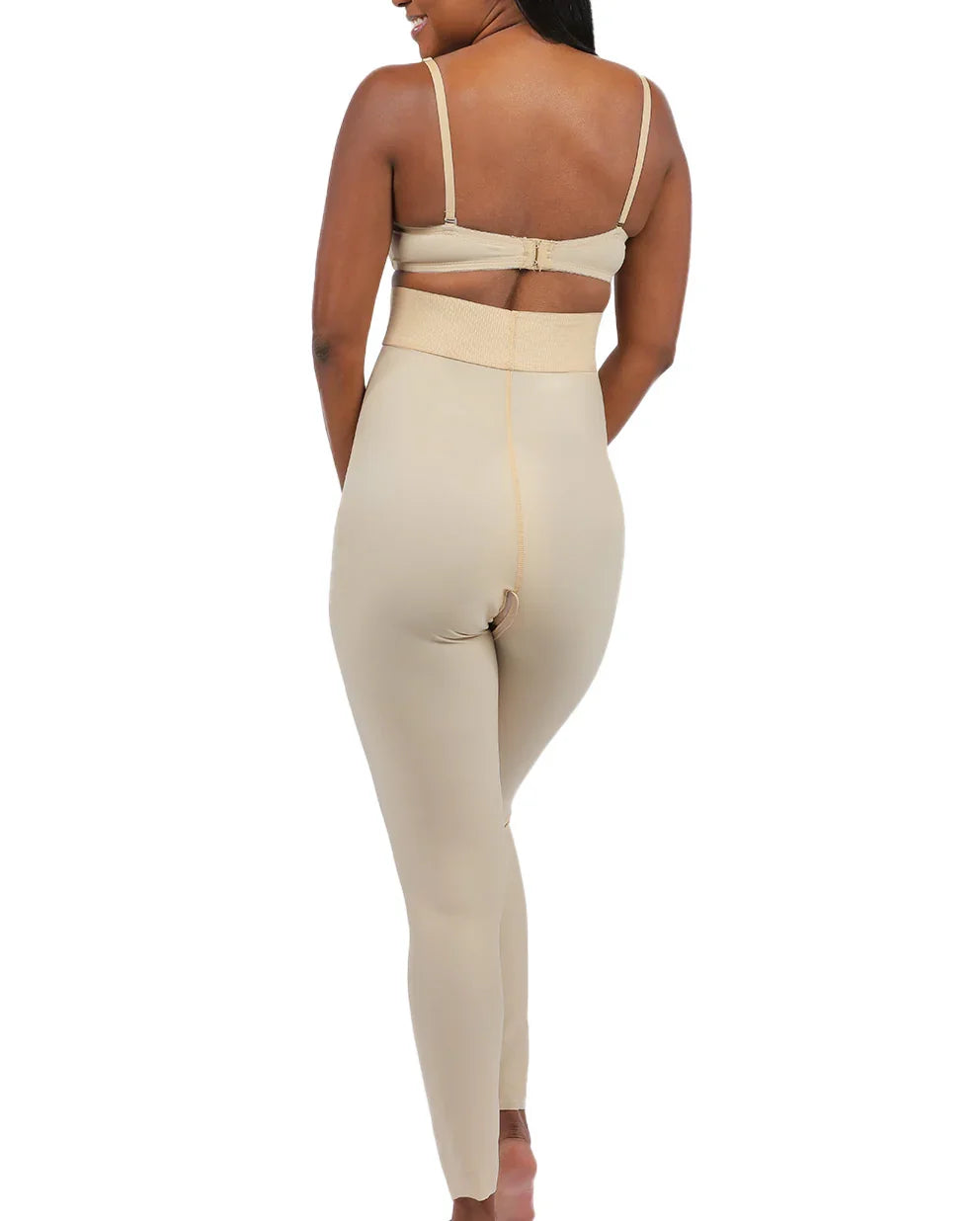 Rear view of the Giorgia 2 compression garment, highlighting the seamless fit and full leg coverage from the waist down to the ankles.