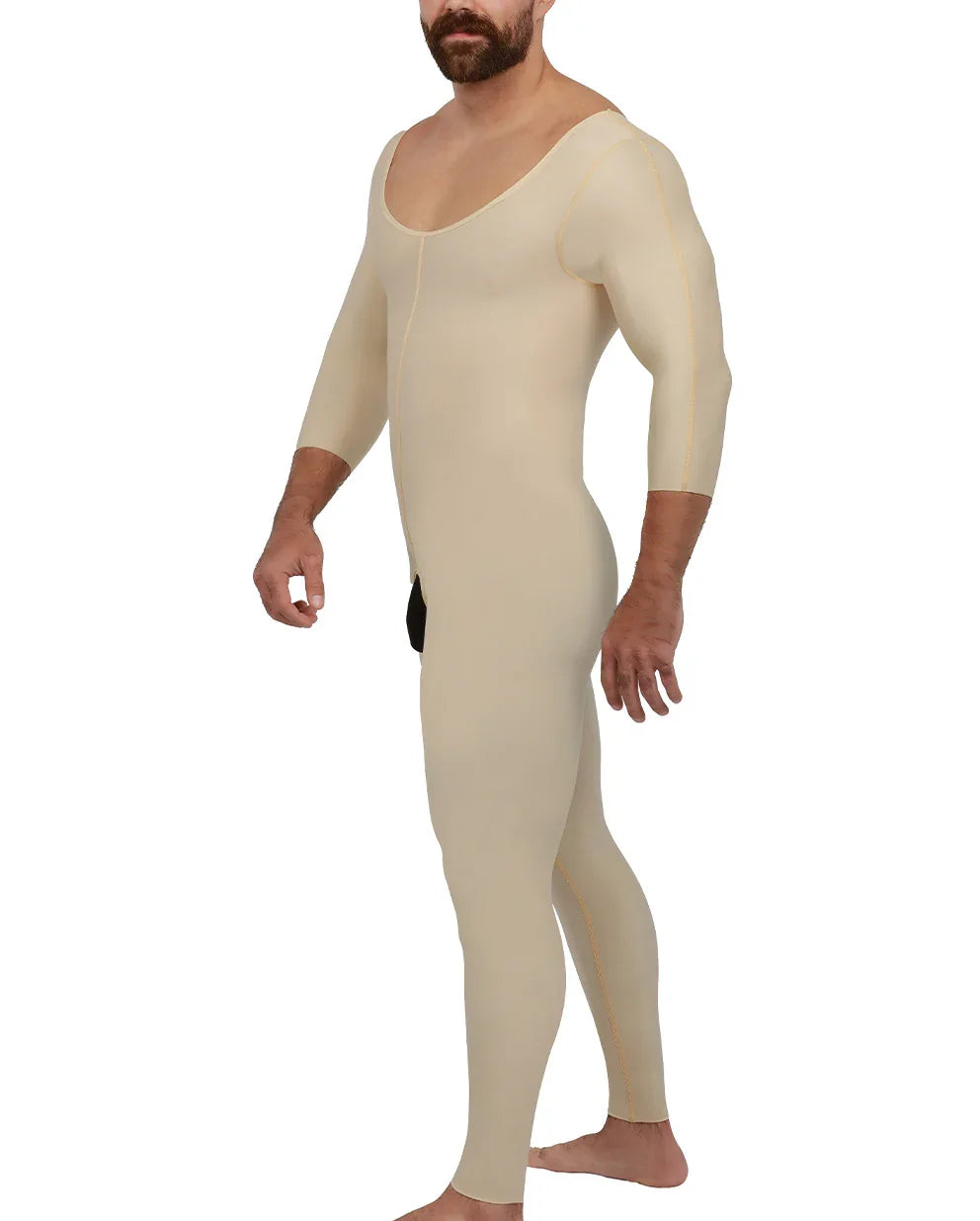Male model demonstrating the fit of the Alberto 2 second-stage garment, featuring breathable antimicrobial tech for comfortable 2–8 week recovery.