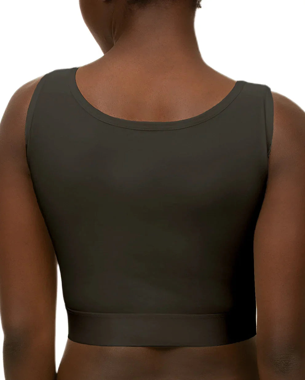 Rear view of the Bianca surgical bra, showing the full-back coverage and medical-grade fabric designed to improve circulation during recovery.