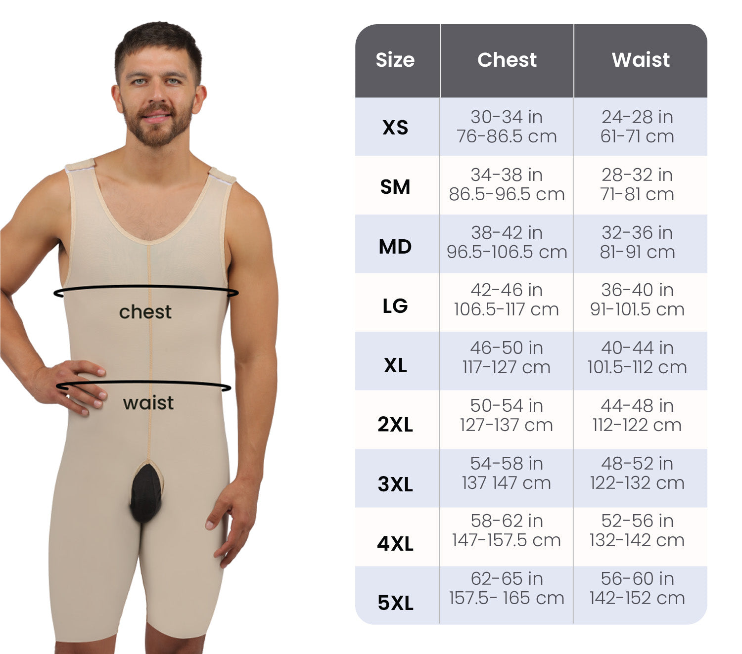 men's wear size chart