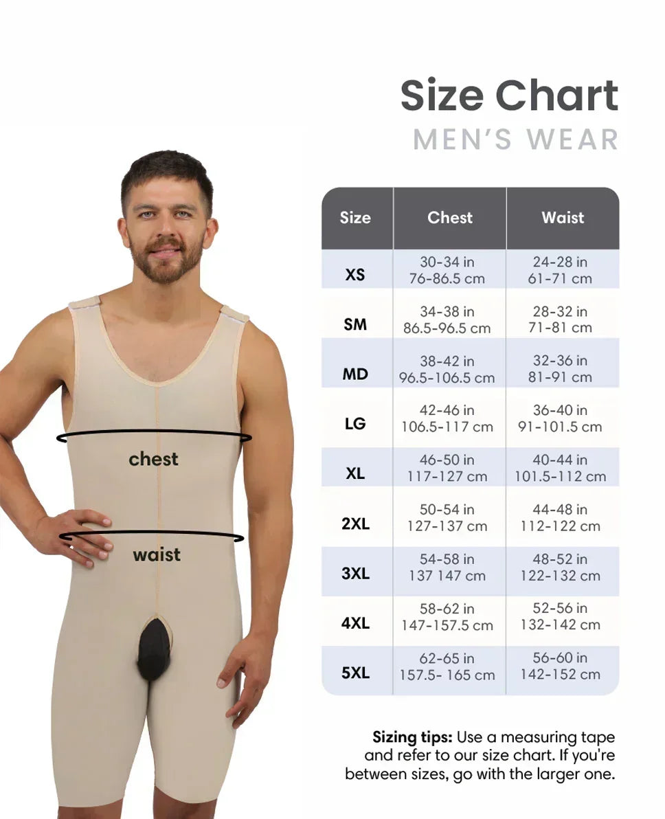 Antonio 1 Male Mid-Thigh Compression Bodysuit | Front Zipper