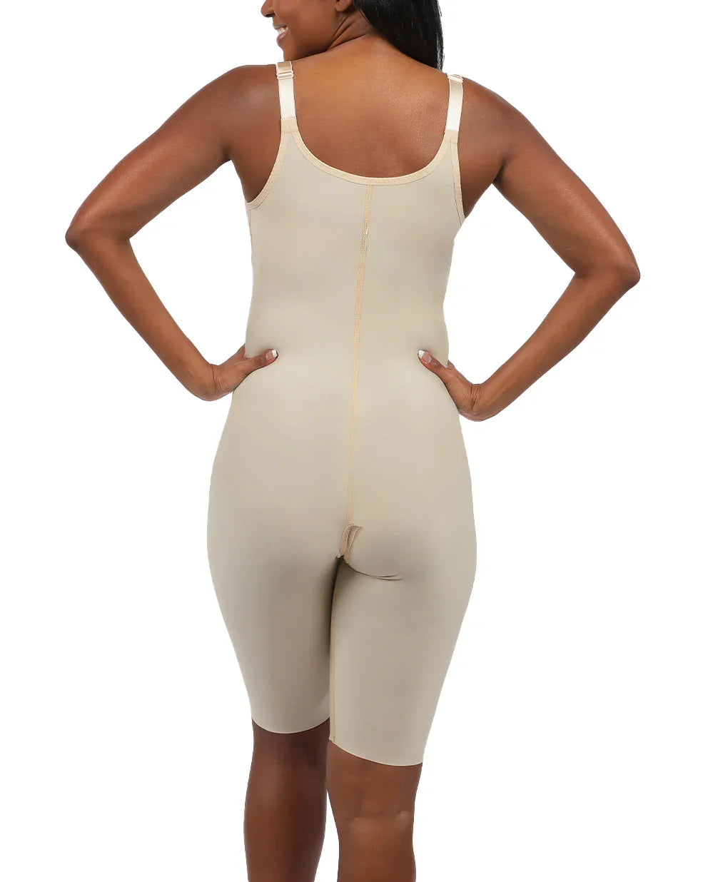 Rear view of the Antonella 2 bodysuit, highlighting the seamless medical-grade fabric and comfortable pull-on design for post-surgical support.