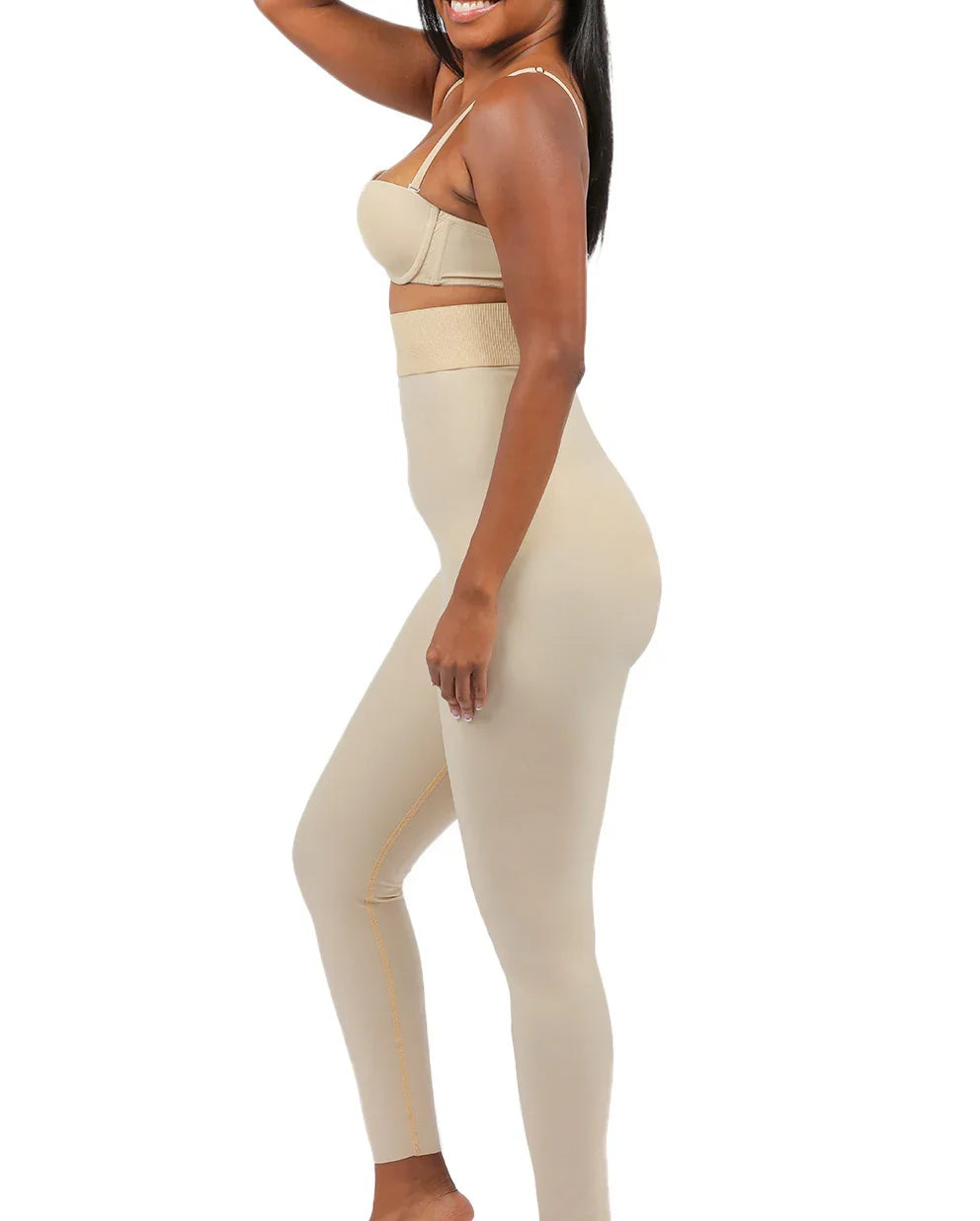 Side profile of the Giorgia 2 ankle-length girdle, demonstrating the pull-on style and 3-inch non-roll waistband for secure all-day wear.
