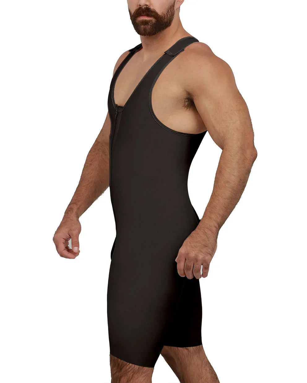 Detailed view of the Antonio 1 mid-thigh garment, highlighting the breathable medical-grade fabric and flat-seamed construction for maximum comfort.