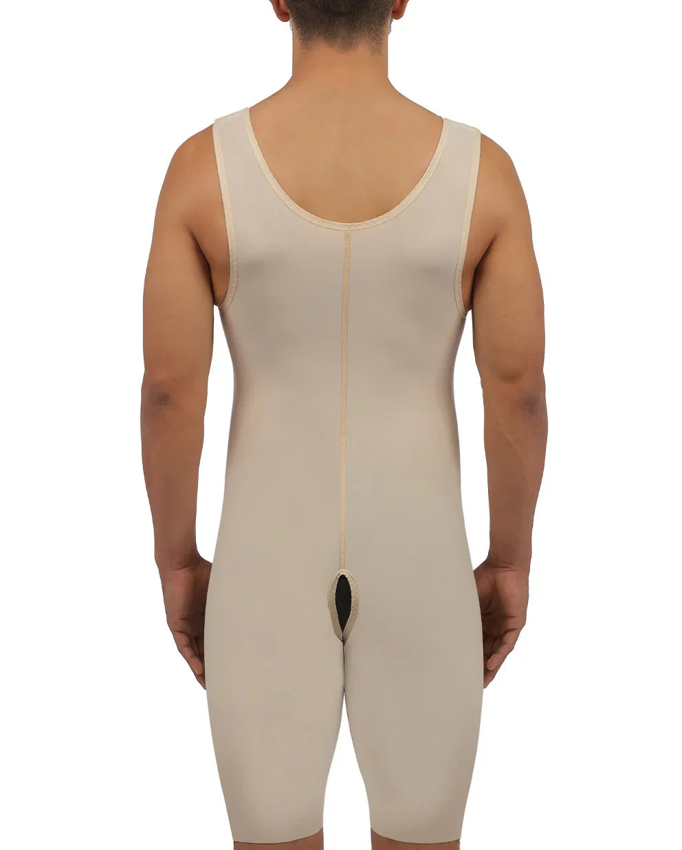 Rear view of the Antonio 2 compression garment, showing the high-back support and flat-seamed construction for post-surgical comfort.